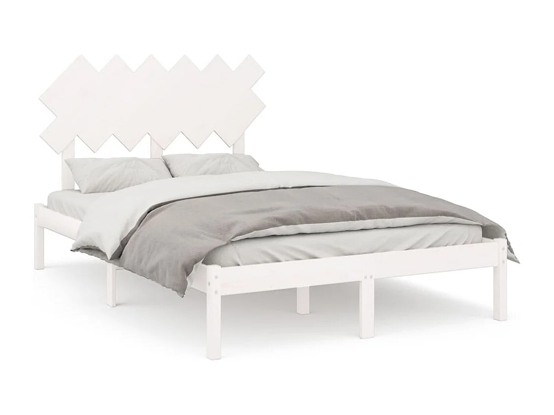 Lit double | Lit adulte | Cadre de lit blanc 135x190 cm bois massif