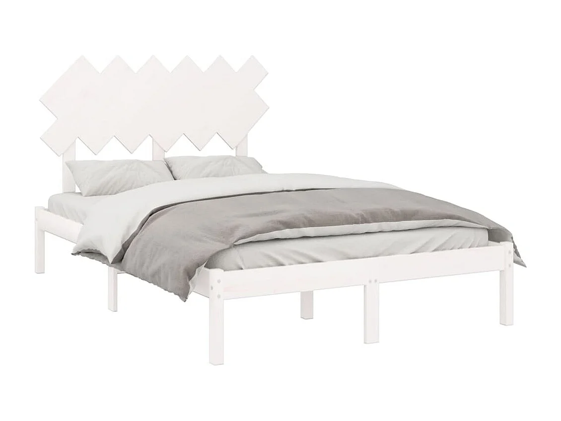 Lit double | Lit adulte | Cadre de lit blanc 135x190 cm bois massif