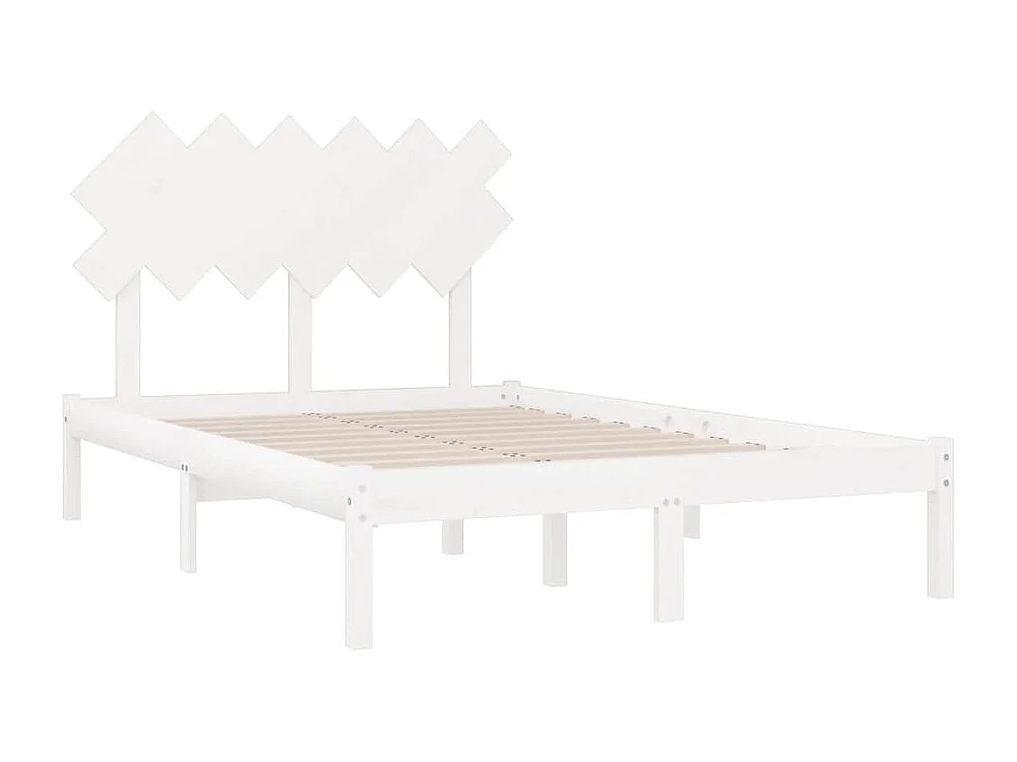 Lit double | Lit adulte | Cadre de lit blanc 135x190 cm bois massif