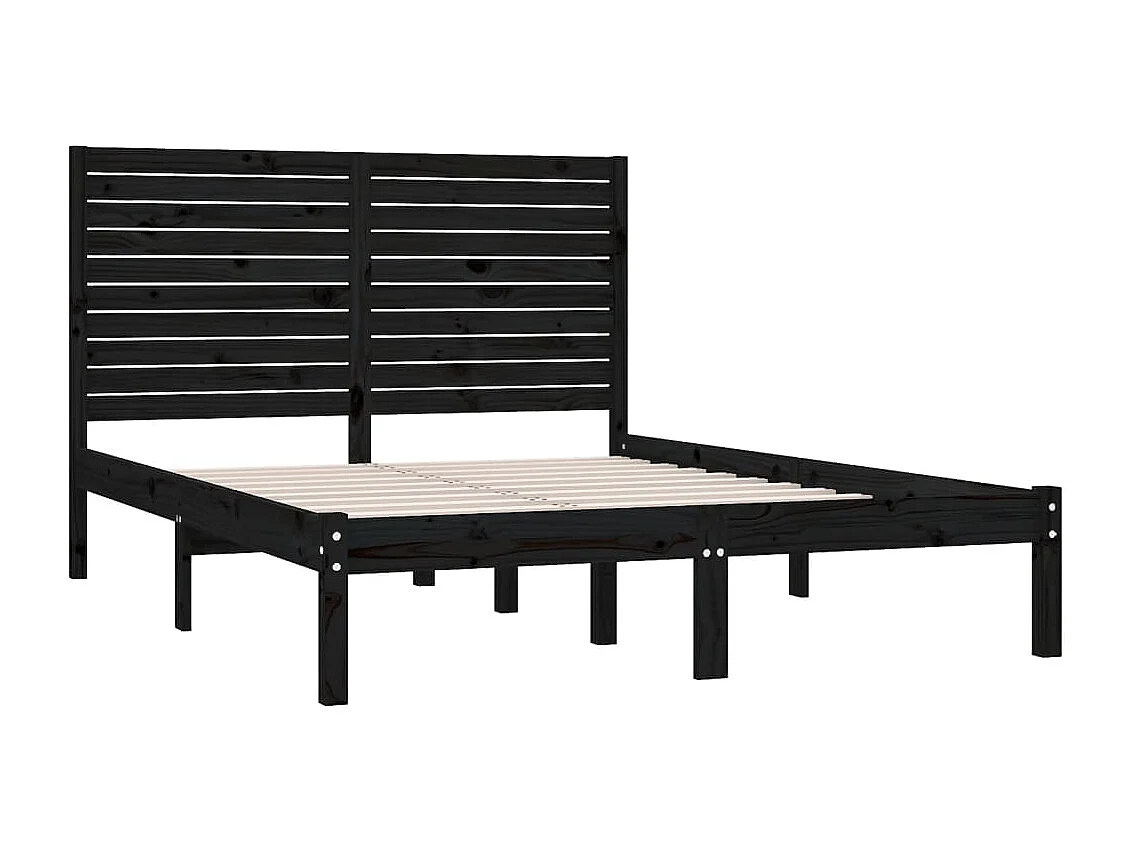 Lit double | Lit adulte | Cadre de lit noir 150x200 cm bois massif