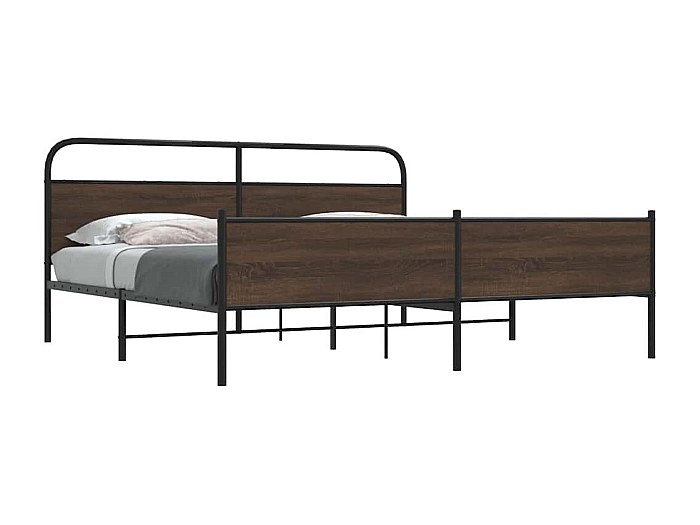 Lit double | Lit adulte | Cadre de lit en métal chêne marron 193x203 cm