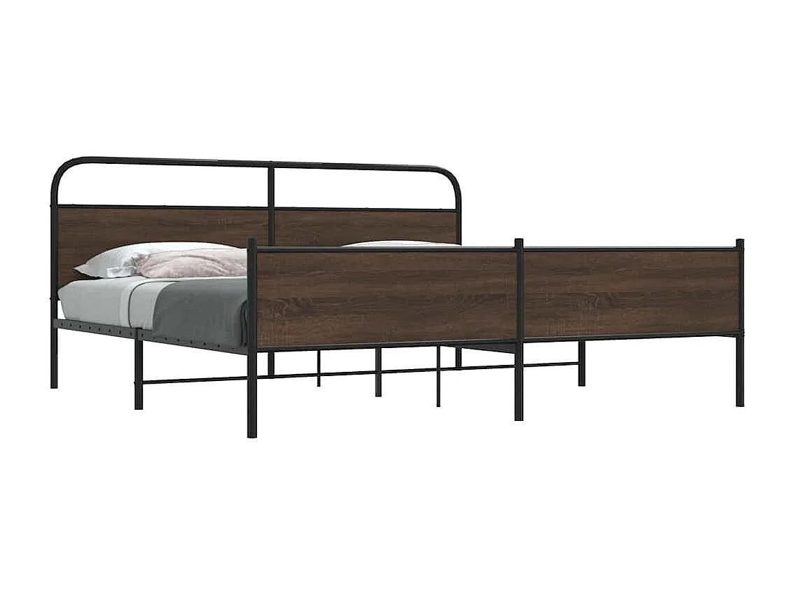 Lit double | Lit adulte | Cadre de lit en métal chêne marron 193x203 cm