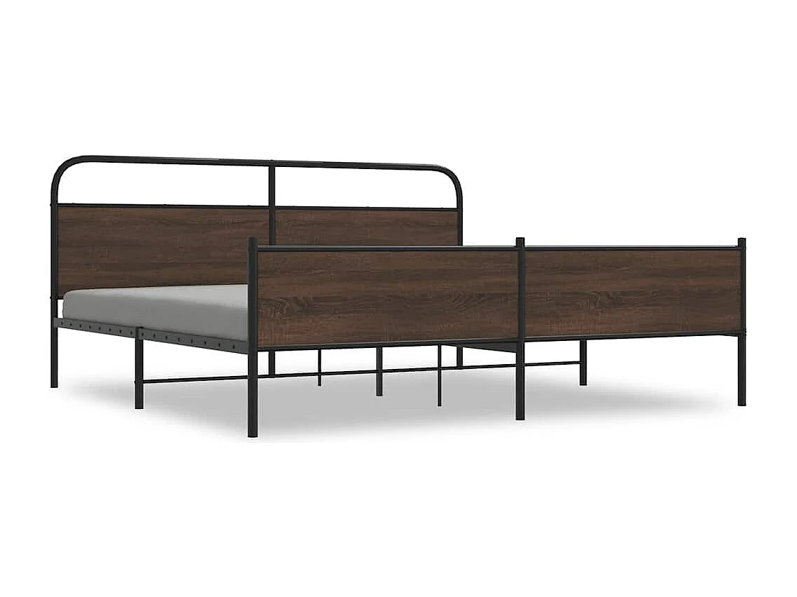 Lit double | Lit adulte | Cadre de lit en métal chêne marron 193x203 cm
