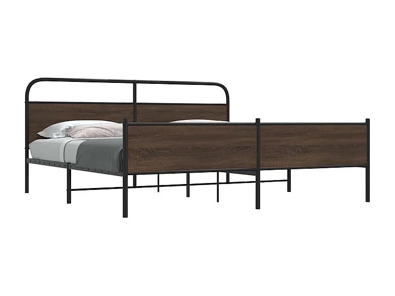 Lit double | Lit adulte | Cadre de lit en métal chêne marron 193x203 cm