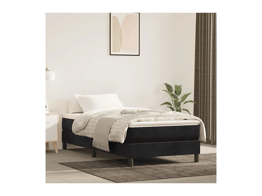 Lit simple | Lit adulte, enfant | Cadre de lit noir 90x190 cm velours