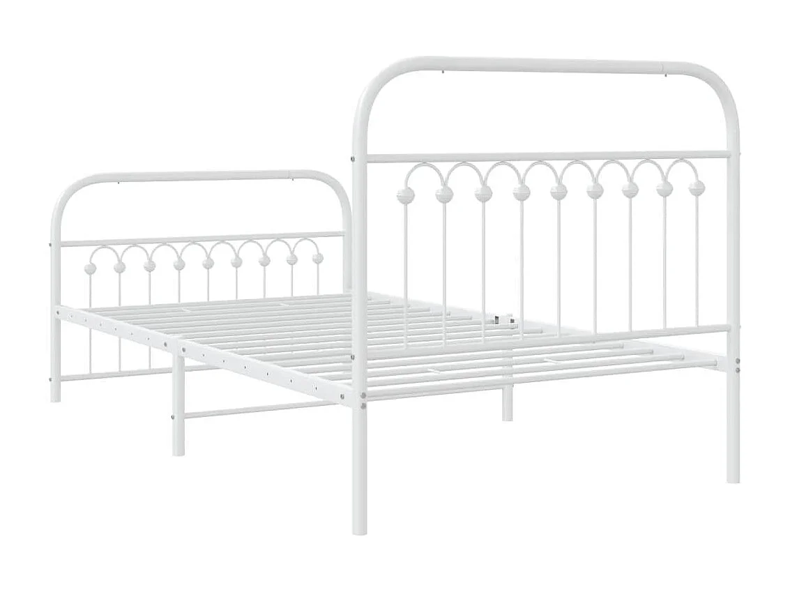 Lit simple | Lit adulte, enfant | Cadre de lit métal et pied de lit blanc 100x190 cm