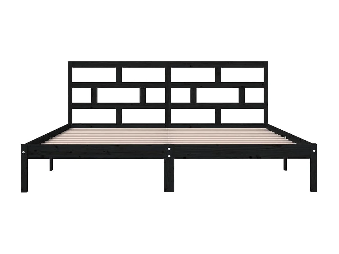 Lit double | Lit adulte | Cadre de lit noir bois massif 135x190 cm