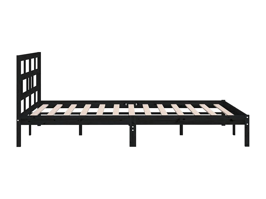 Lit double | Lit adulte | Cadre de lit noir bois massif 135x190 cm