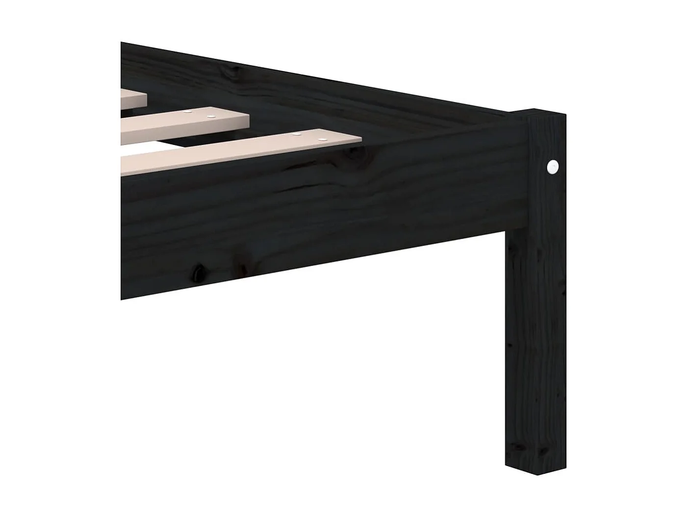 Lit double | Lit adulte | Cadre de lit noir bois massif 135x190 cm