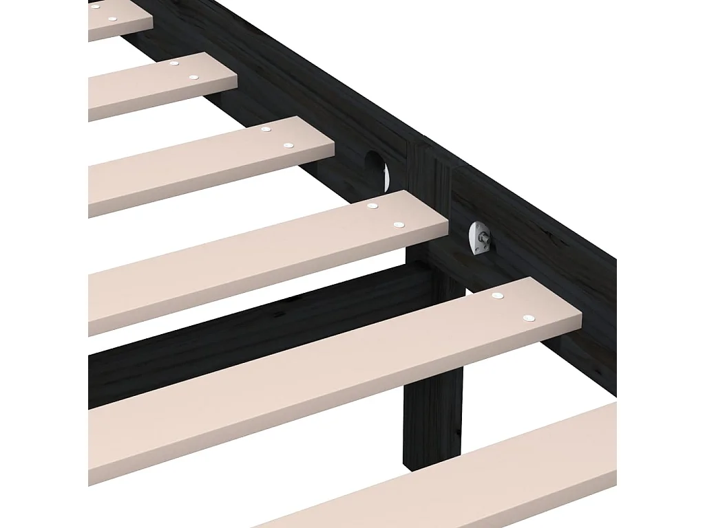 Lit double | Lit adulte | Cadre de lit noir bois massif 135x190 cm