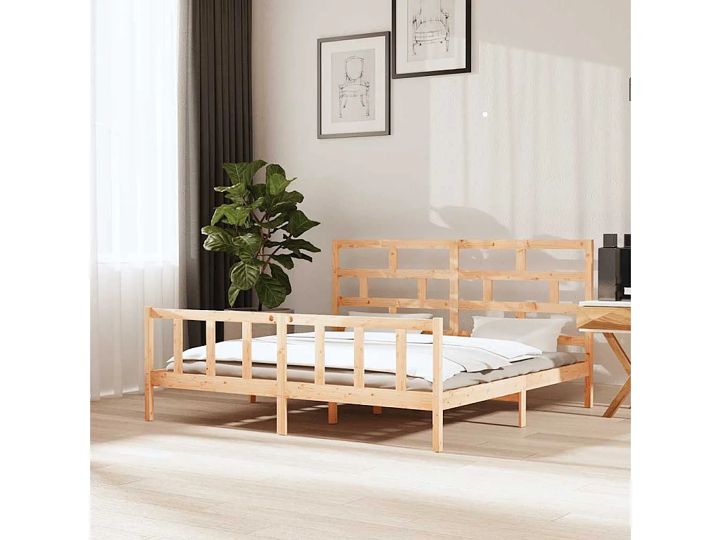 Lit double | Lit adulte | Cadre de lit bois de pin massif 180x200 cm