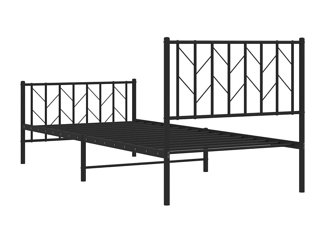 Lit simple | Lit adulte, enfant | Cadre de lit métal avec pied de lit noir 90x190 cm