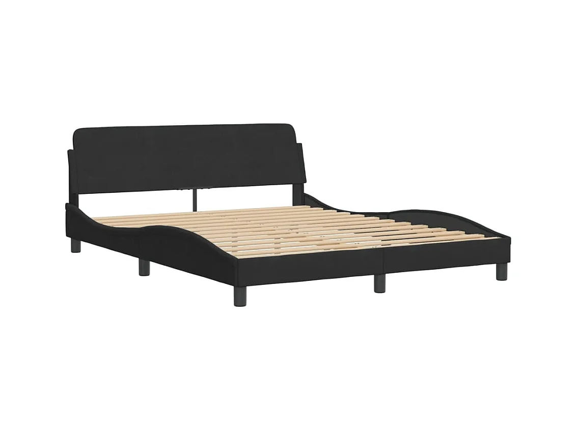 Letto per adulti | Letto matrimoniale | Giroletto senza Materasso Hanko Nero 160x200 cm in Velluto