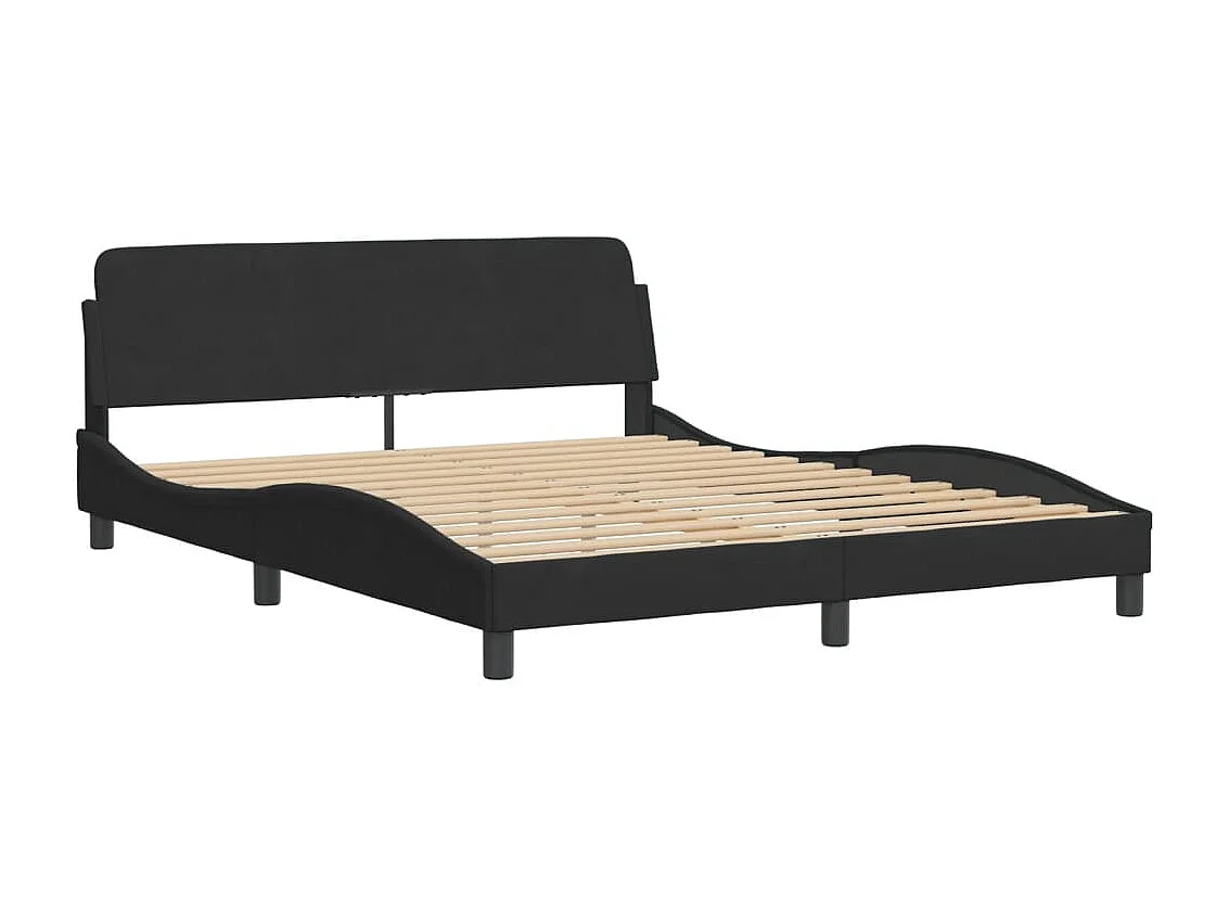 Letto per adulti | Letto matrimoniale | Giroletto senza Materasso Hanko Nero 160x200 cm in Velluto