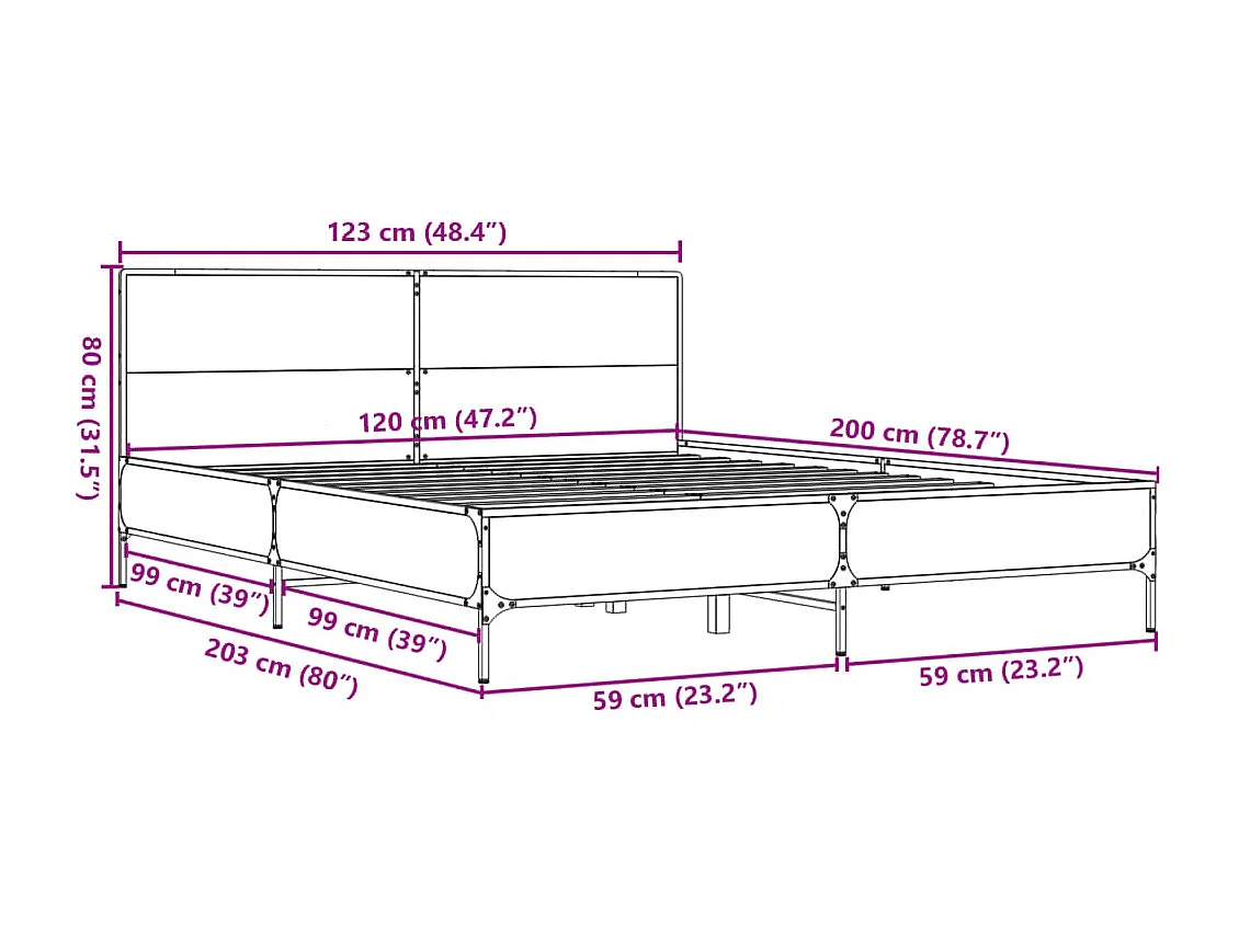 Lit simple | Lit adulte, enfant | Cadre de lit sonoma gris 120x200 cm