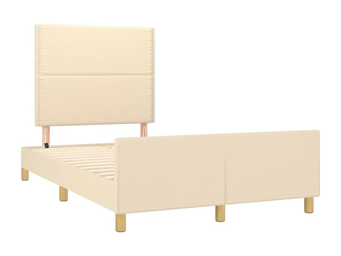 Lit simple | Lit adulte, enfant | Cadre de lit crème 120x190 cm tissu