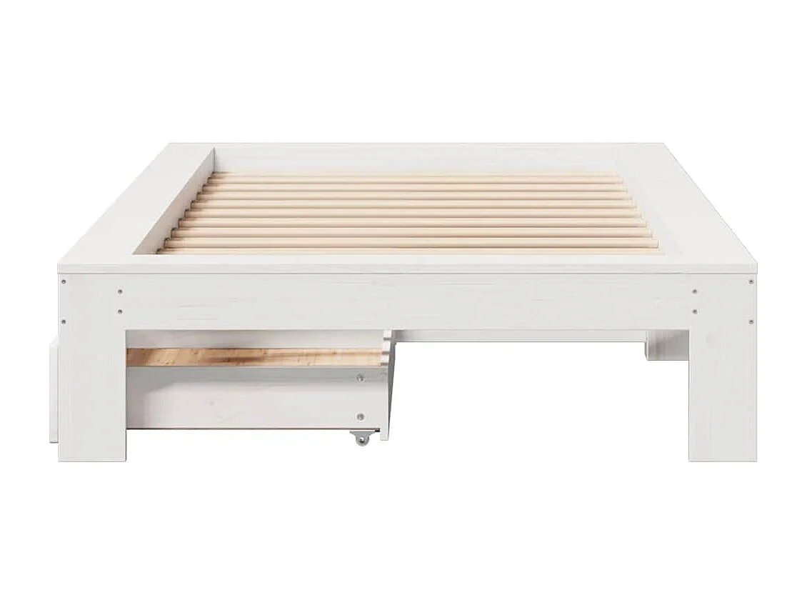 Letto per adulti | Letto singolo | Giroletto senza Materasso Bianco 100x200 cm Legno Massello Pino