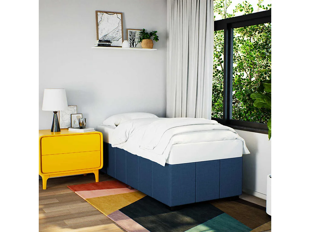 Letto per adulti | Letto singolo | Giroletto senza Materasso Blu 90x200 cm in Tessuto