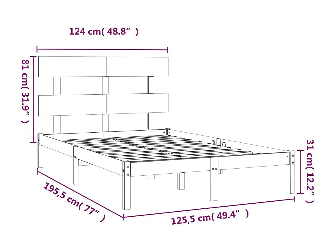 Lit simple | Lit adulte, enfant | Cadre de lit blanc 120x190 cm bois massif