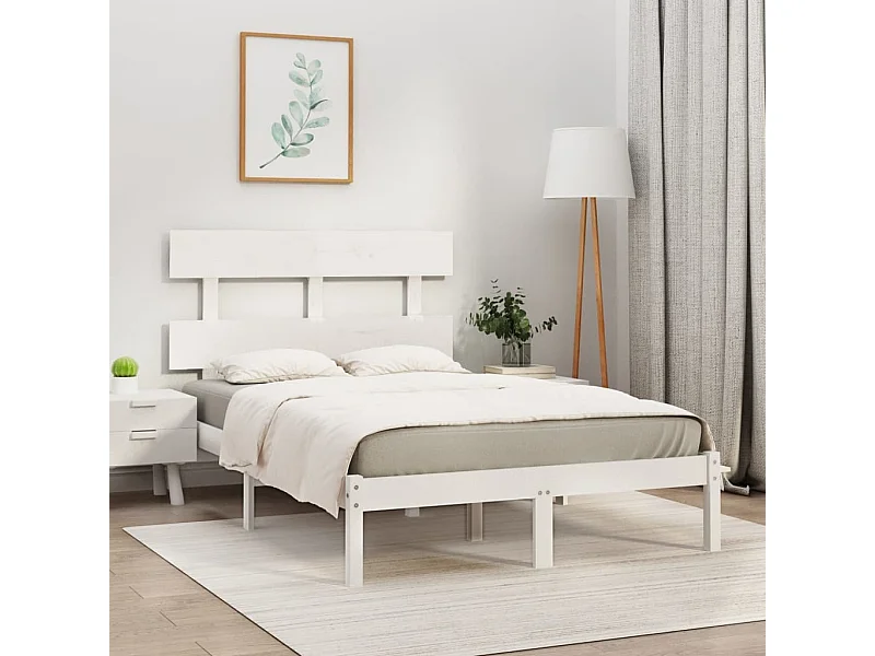 Lit simple | Lit adulte, enfant | Cadre de lit blanc 120x190 cm bois massif
