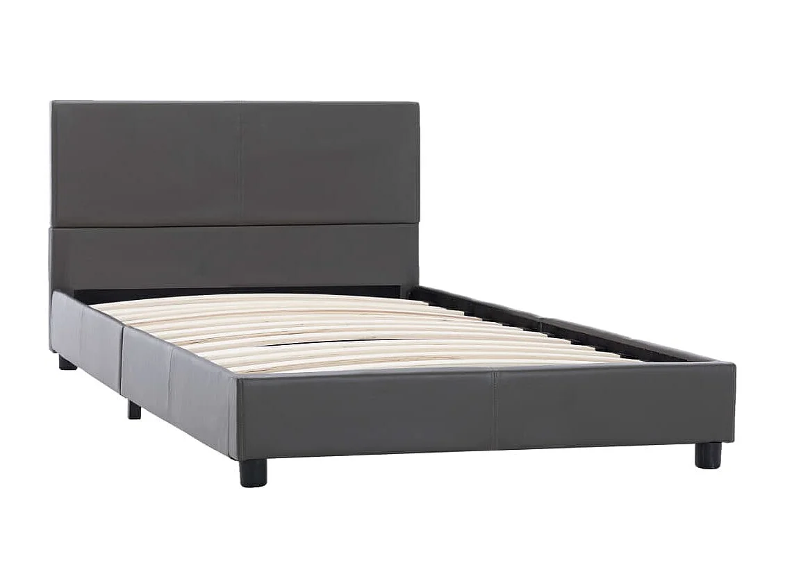 Letto per adulti | Letto singolo | Giroletto Grigio in Similpelle 100x200 cm