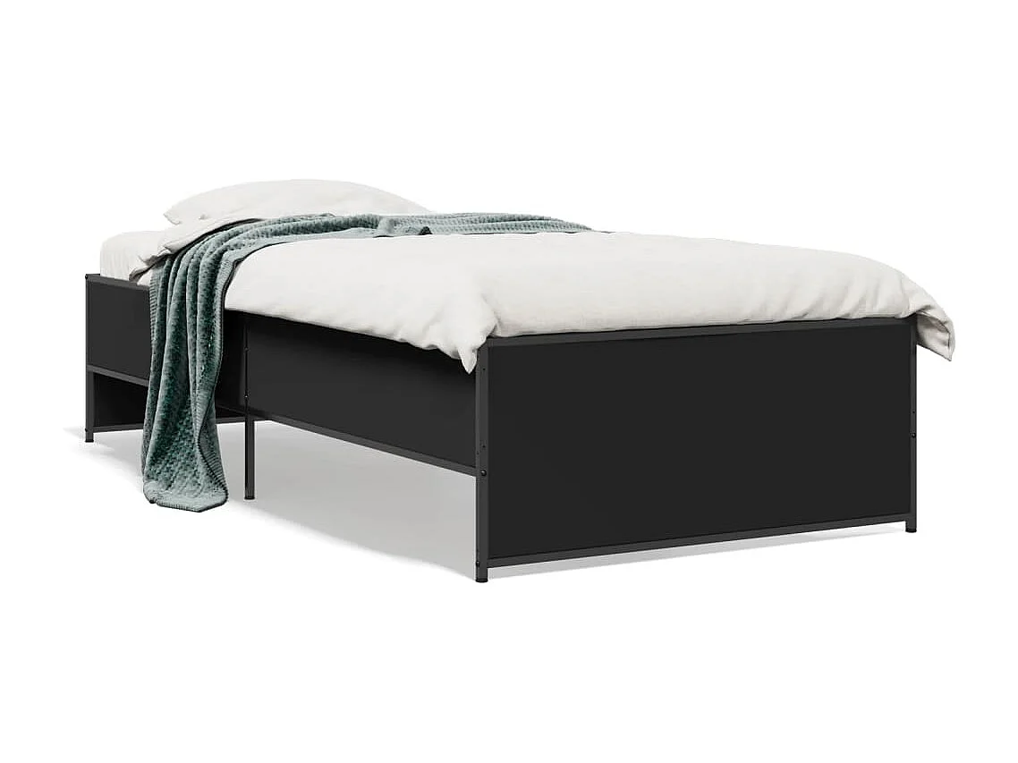 Lit simple | Lit adulte, enfant | Cadre de lit noir 75x190 cm