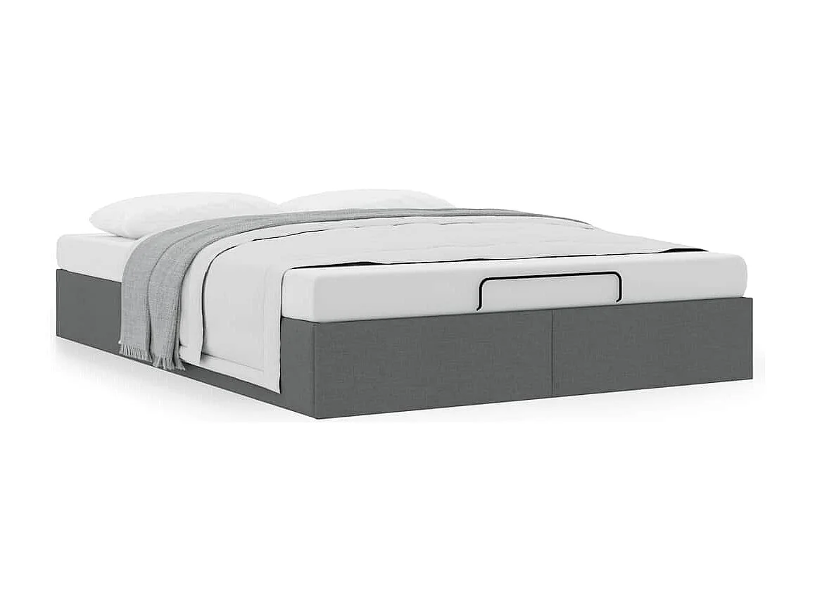 Lit double | Lit adulte | Cadre de lit ottoman gris foncé 140x190 cm tissu