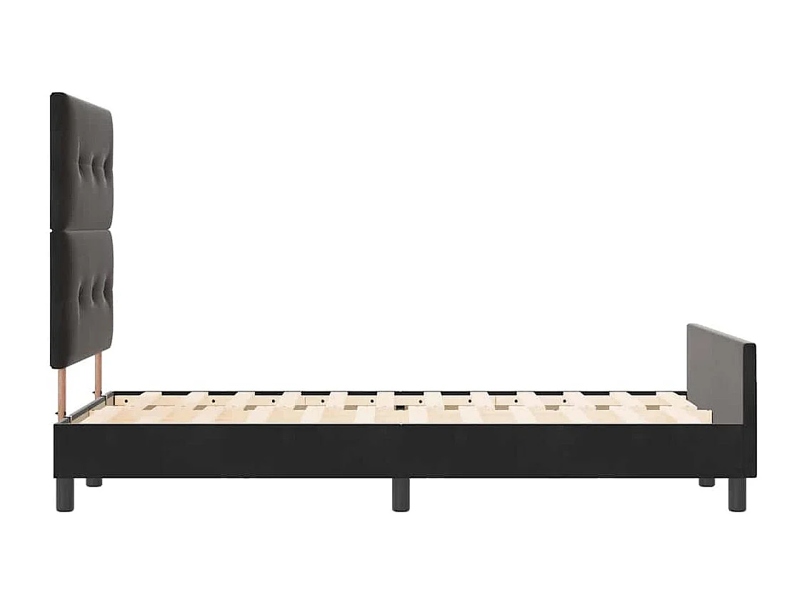 Lit simple | Lit adulte, enfant | Cadre de lit avec tête de lit Noir 120x190 cm Velours