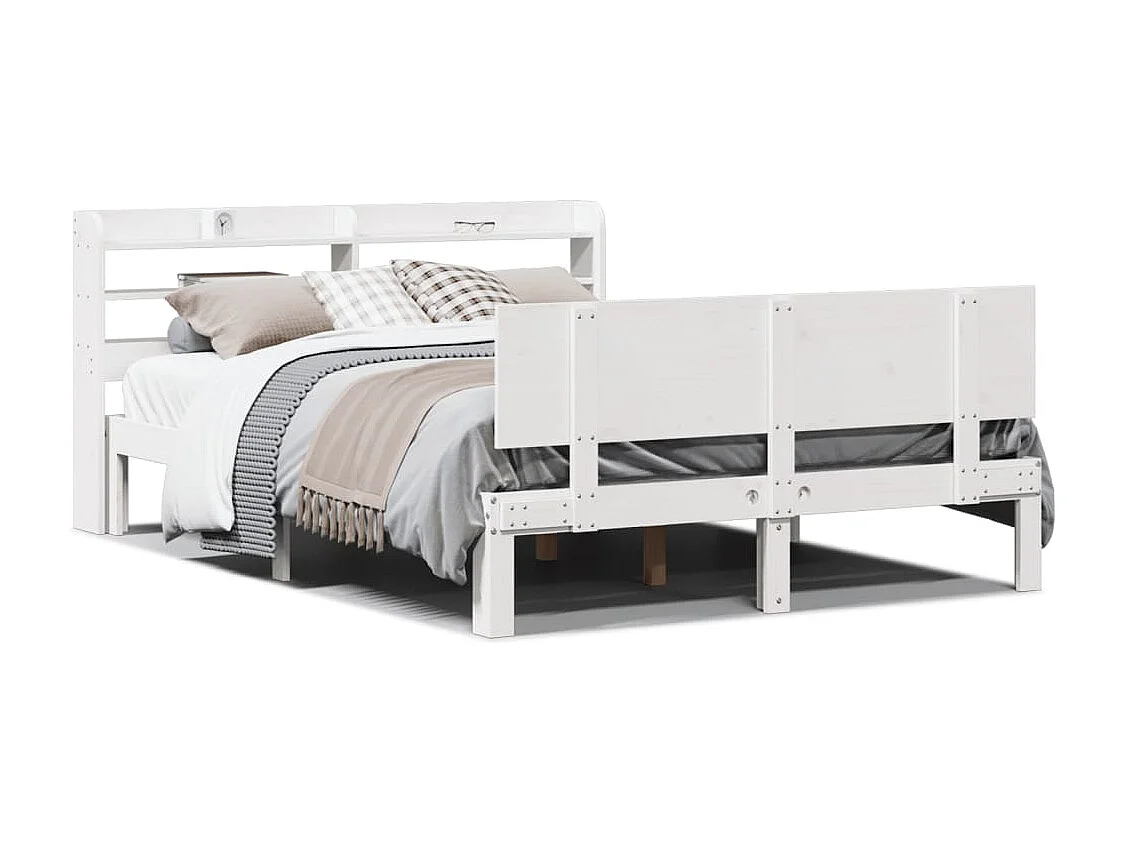 Letto per adulti | Letto singolo | Giroletto con Testiera senza Materasso Bianco 120x200 cm