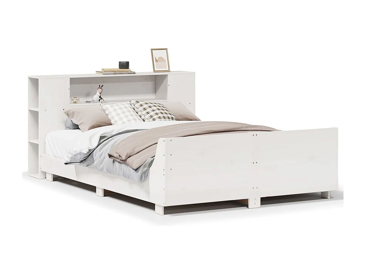 Letto per adulti | Letto singolo | Giroletto senza Materasso Bianco 120x200 cm Legno Massello Pino