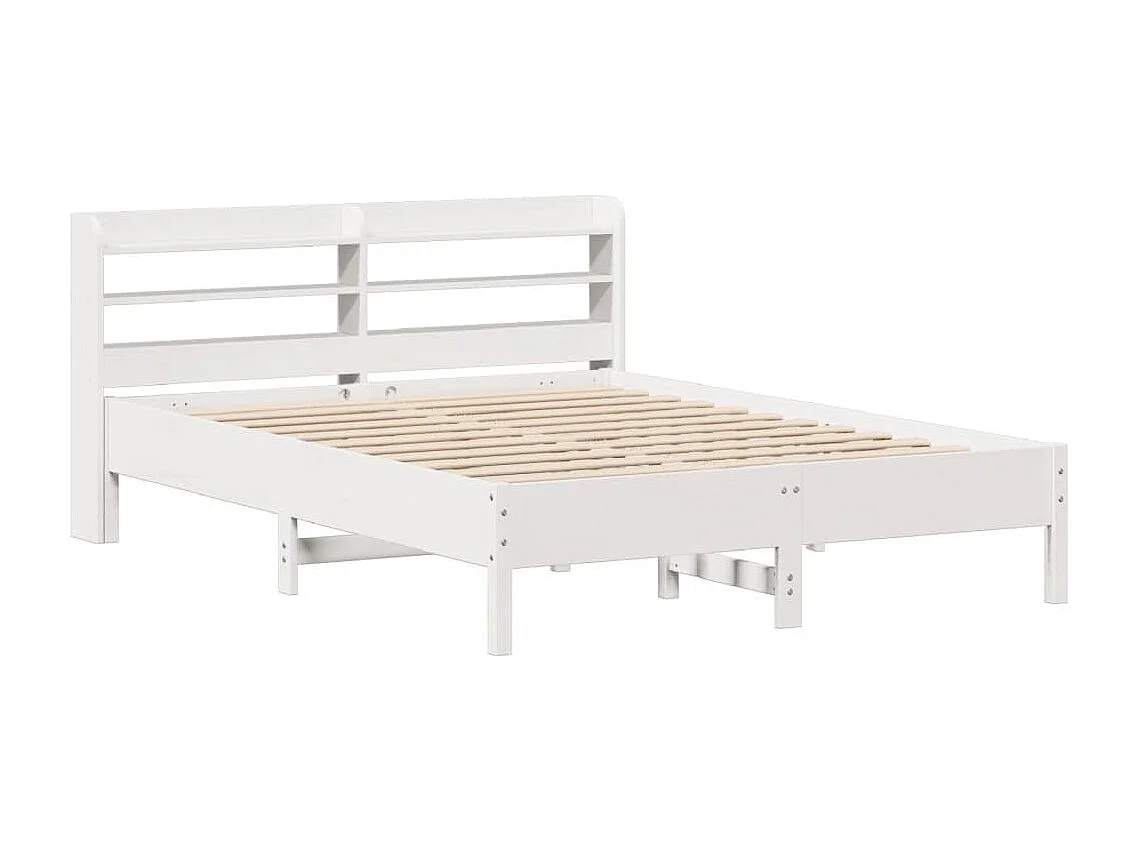 Lit double | Lit adulte | Cadre de lit blanc 160x200 cm bois de pin massif