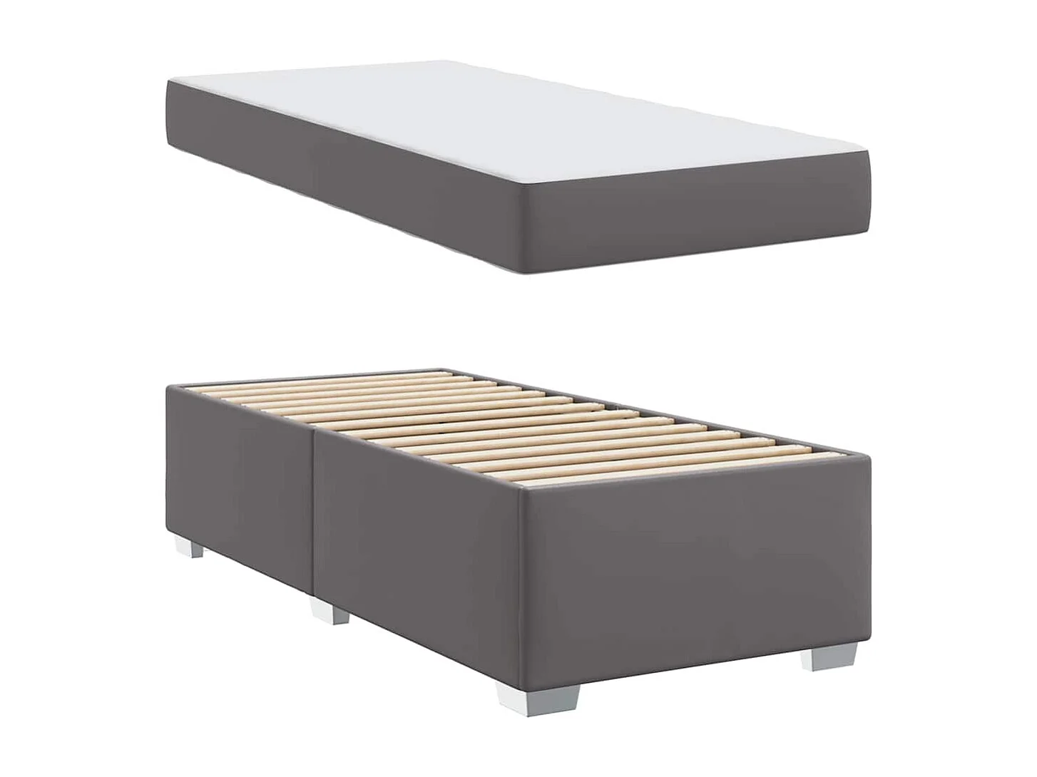 Lit simple | Lit adulte, enfant | Cadre de lit Gris 90x200 cm Faux cuir