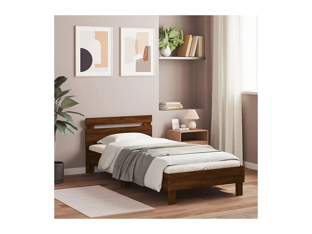 Lit simple | Lit adulte, enfant | Cadre de lit avec lumières LED 100x200 cm