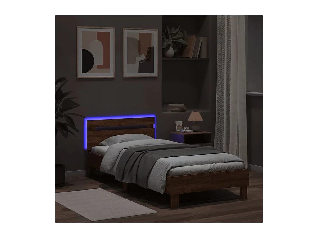 Lit simple | Lit adulte, enfant | Cadre de lit avec lumières LED 100x200 cm