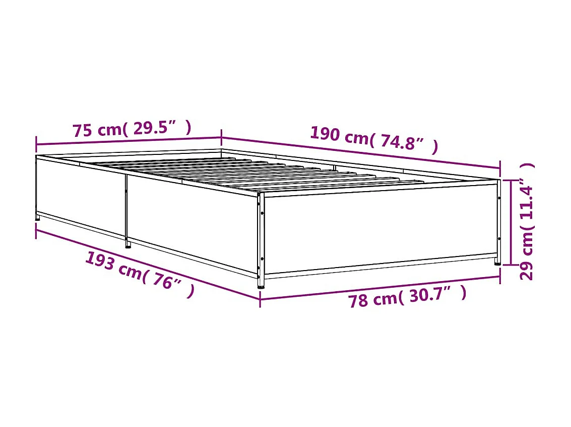 Lit simple | Lit adulte, enfant | Cadre de lit chêne sonoma 75x190 cm