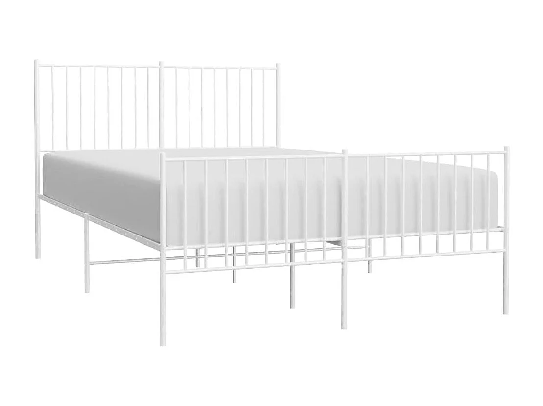 Lit double | Lit adulte | Cadre de lit métal et pied de lit blanc 140x200 cm