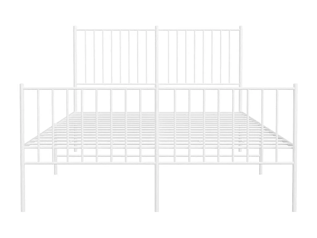 Lit double | Lit adulte | Cadre de lit métal et pied de lit blanc 140x200 cm