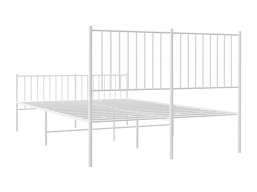Lit double | Lit adulte | Cadre de lit métal et pied de lit blanc 140x200 cm