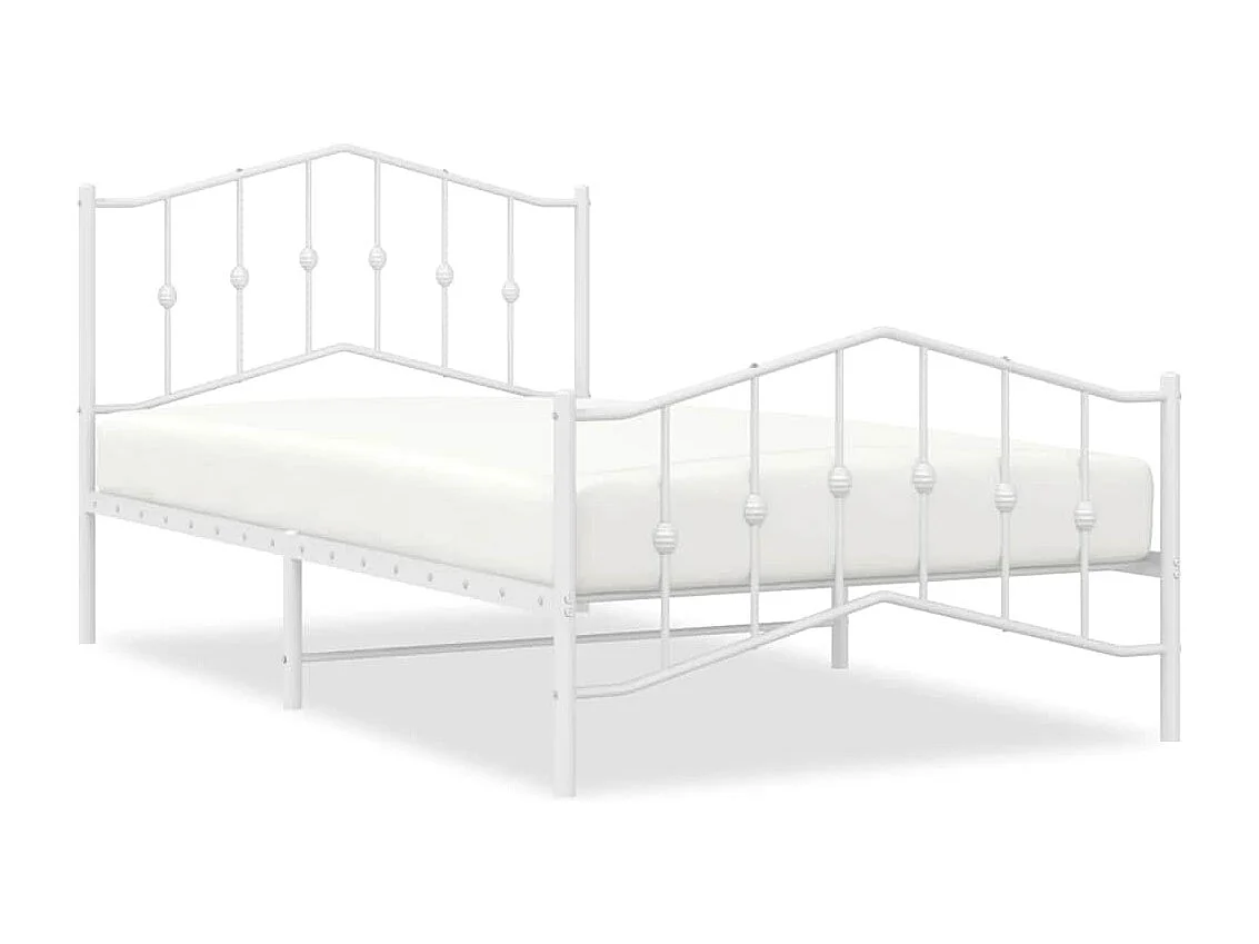 Lit simple | Lit adulte, enfant | Cadre de lit métal et pied de lit blanc 100x200 cm