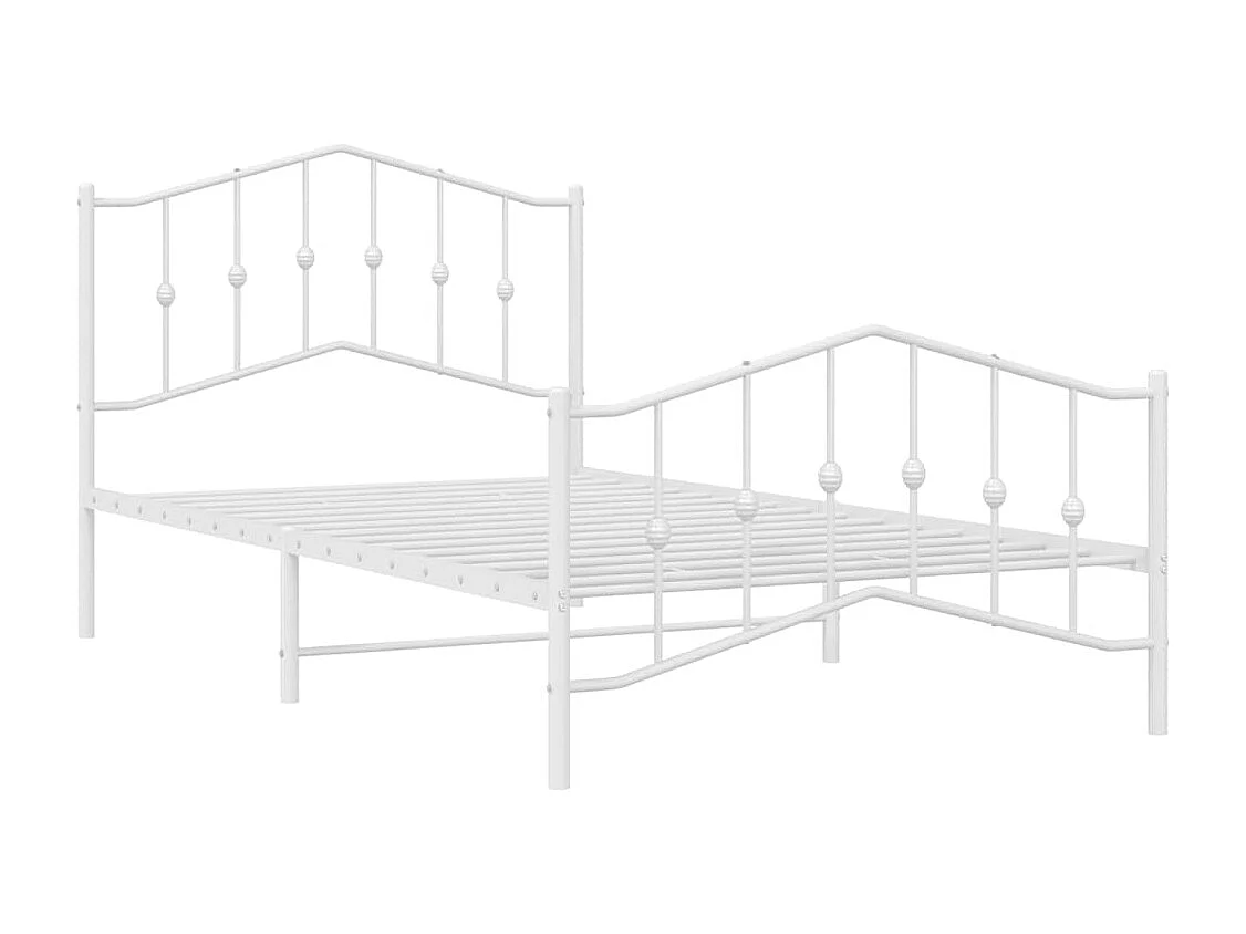 Lit simple | Lit adulte, enfant | Cadre de lit métal et pied de lit blanc 100x200 cm