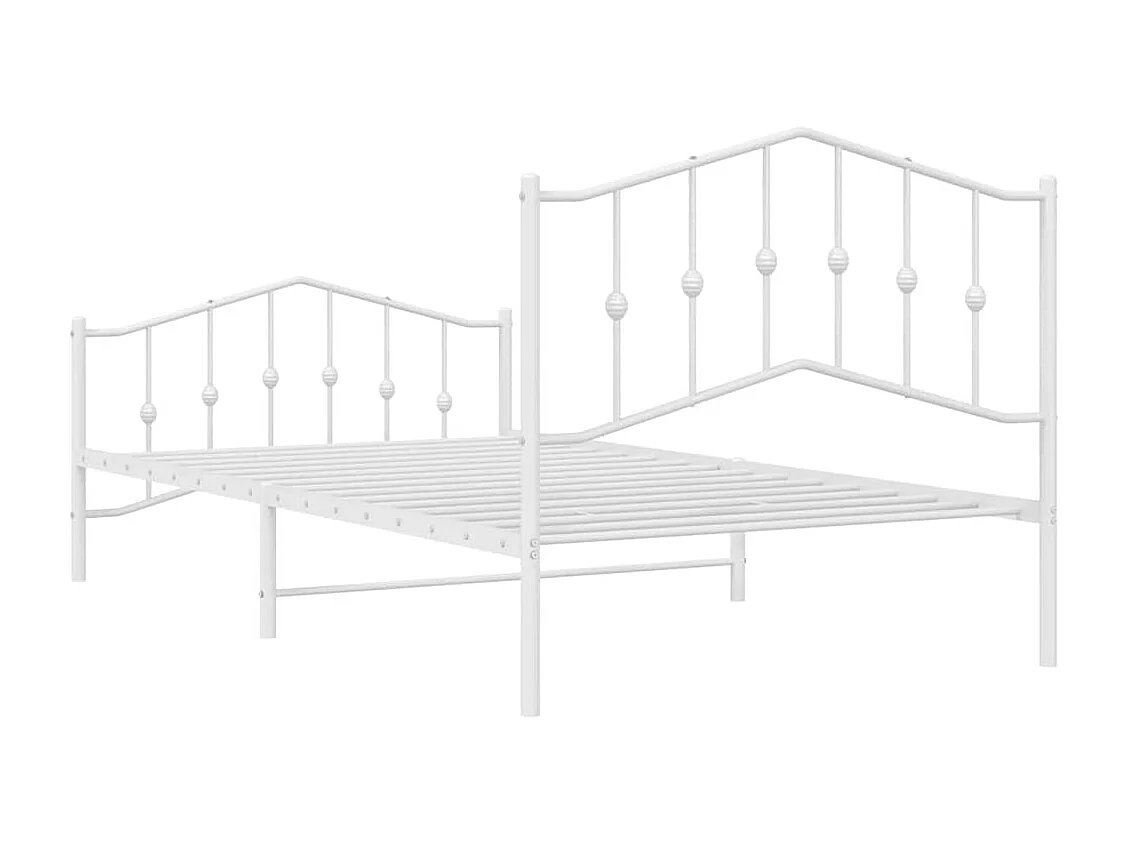 Lit simple | Lit adulte, enfant | Cadre de lit métal et pied de lit blanc 100x200 cm