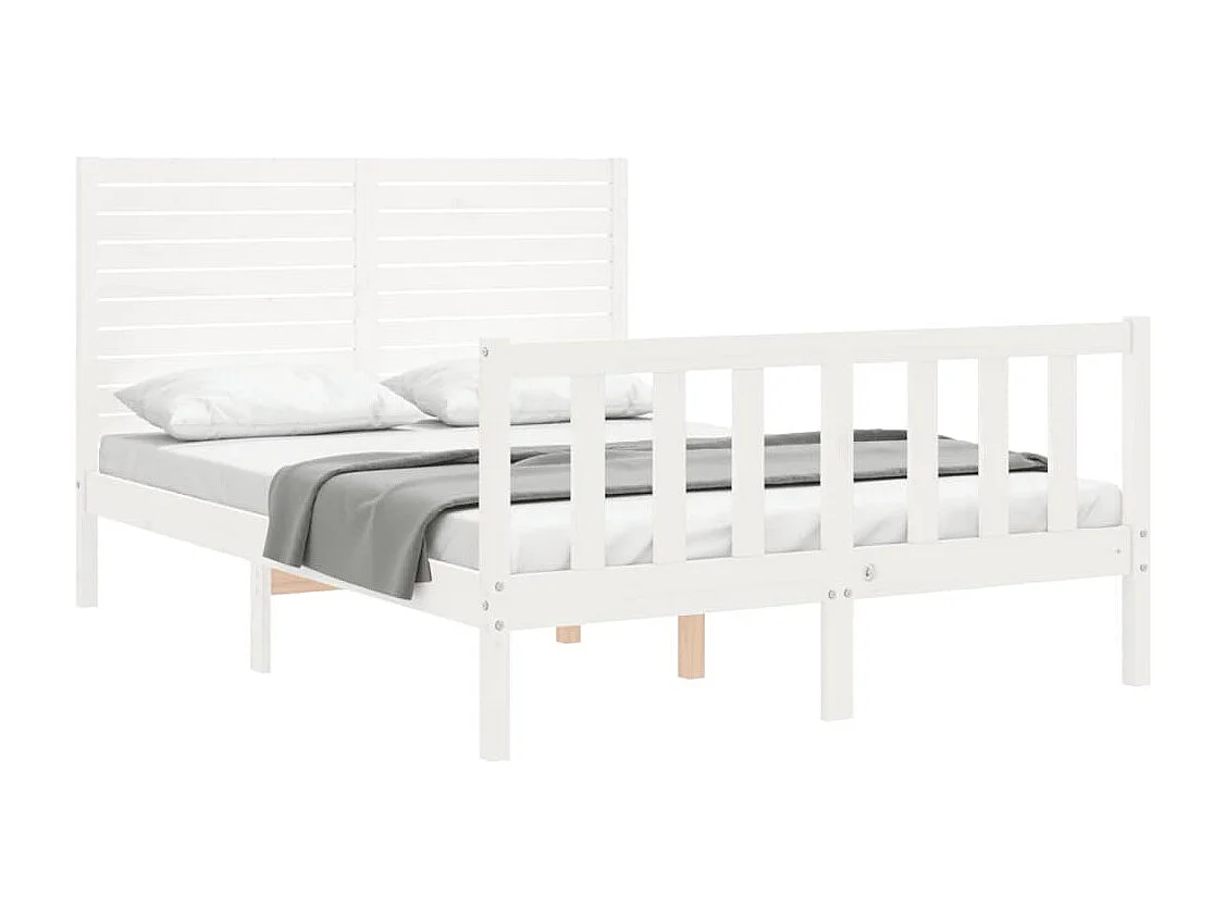 Lit double | Lit adulte | Cadre de lit blanc 140x190 cm bois de pin massif