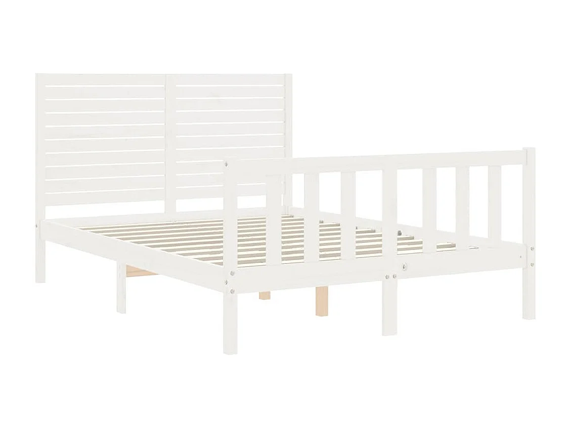 Lit double | Lit adulte | Cadre de lit blanc 140x190 cm bois de pin massif