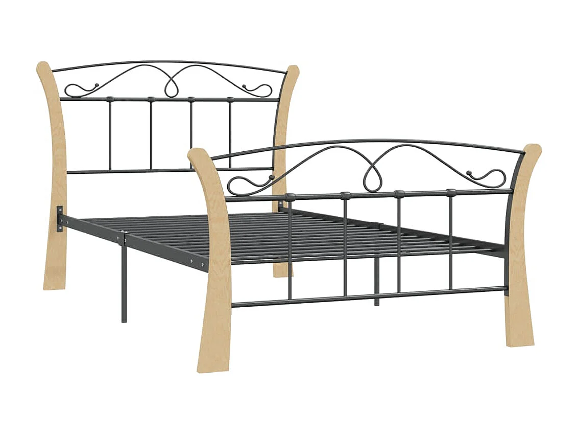 Lit simple | Lit adulte, enfant | Cadre de lit noir métal 100x200 cm