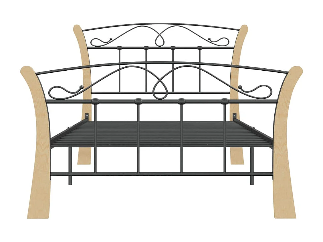 Lit simple | Lit adulte, enfant | Cadre de lit noir métal 100x200 cm