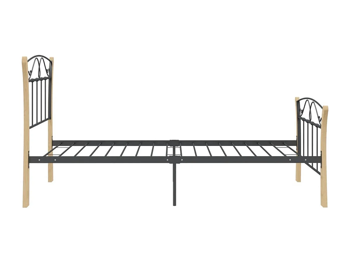 Lit simple | Lit adulte, enfant | Cadre de lit noir métal 100x200 cm