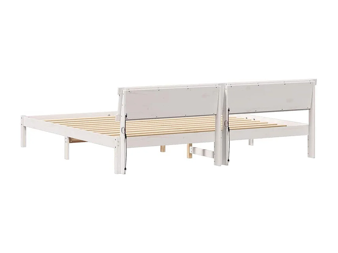 Lit double | Lit adulte | Cadre de lit Blanc 200x200 cm Bois massif en pin