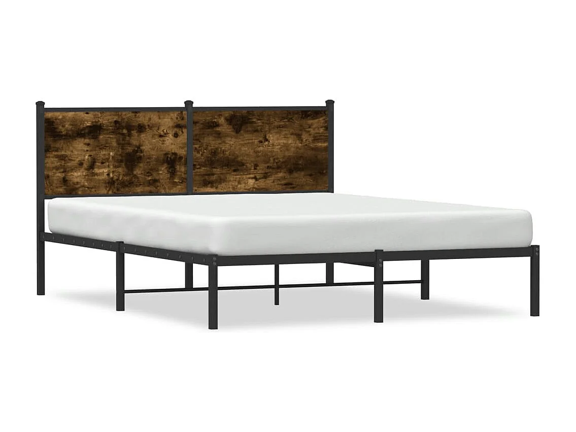 Lit double | Lit adulte | Cadre de lit en métal chêne fumé 140x200 cm