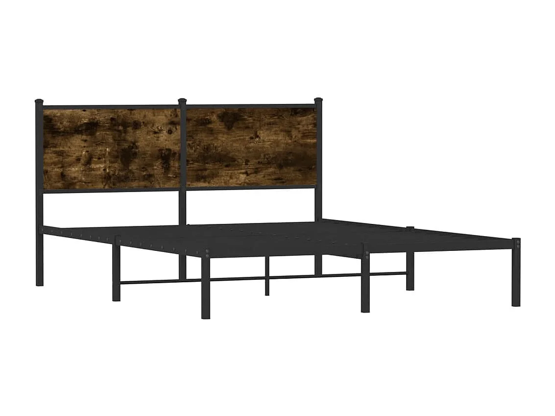 Lit double | Lit adulte | Cadre de lit en métal chêne fumé 140x200 cm