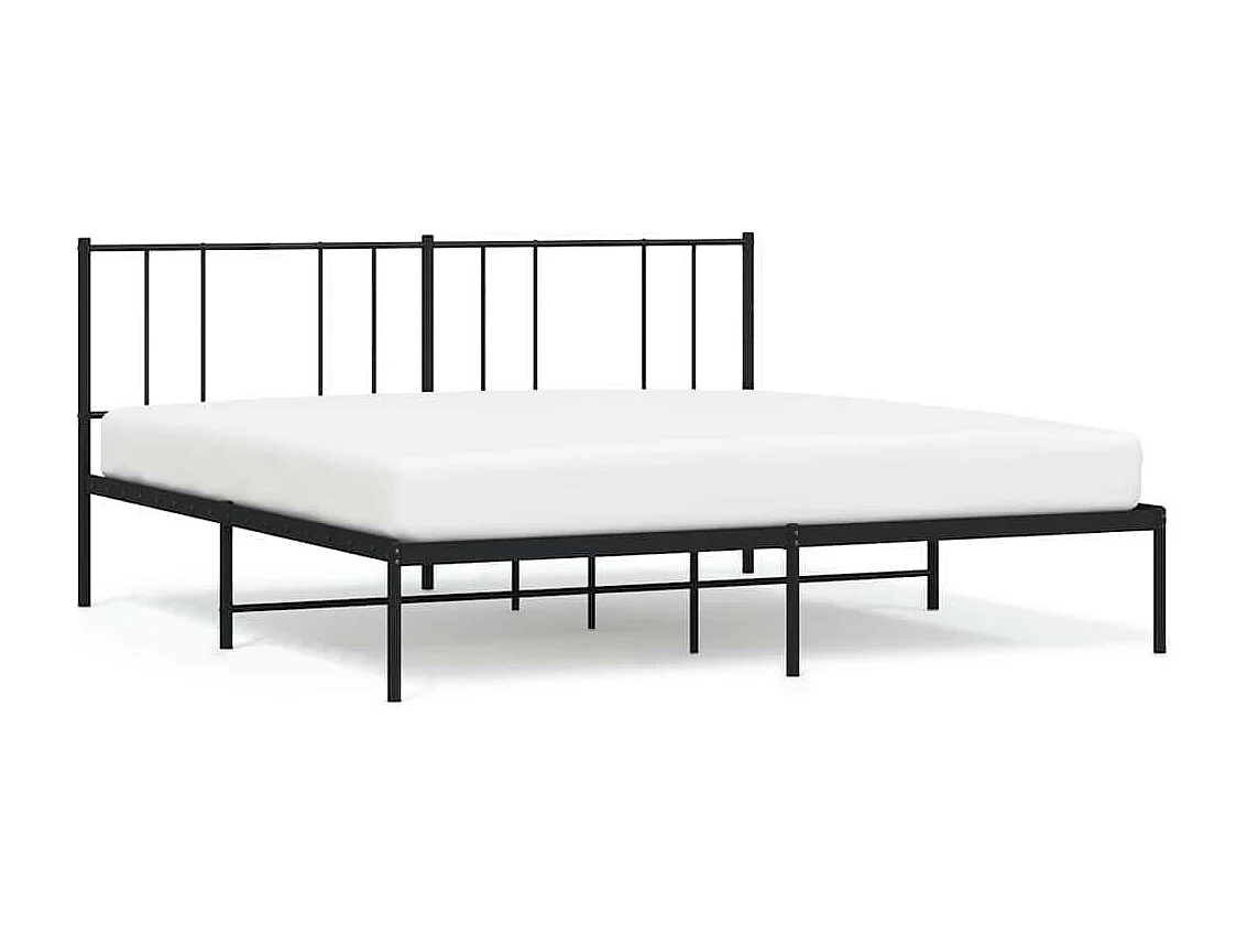 Lit double | Lit adulte | Cadre de lit métal avec tête de lit noir 193x203cm